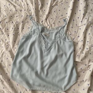 aritzia babaton lace trim cami tank top in blue